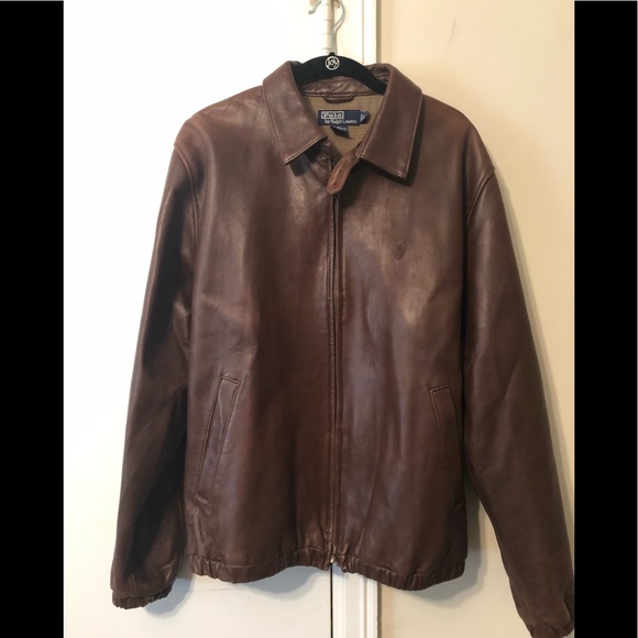 brown leather jacket ralph lauren
